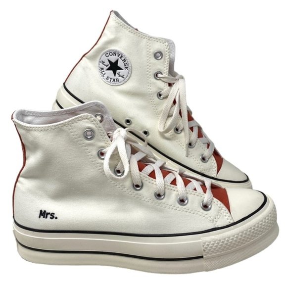 Converse Shoes - Converse Ctas Lift Platform Women Hi Shoe Canvas White Brown Custom 171209C-WWWB